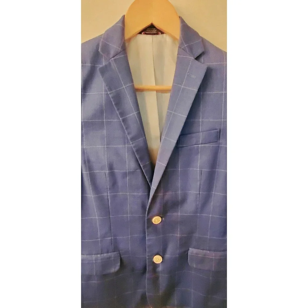 Tommy Hilfiger Blazer TH Flex Windowpane Mazarine Blue 12 Boy's Notch Collar - Picture 5 of 13